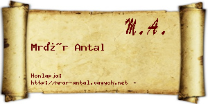 Mrár Antal névjegykártya